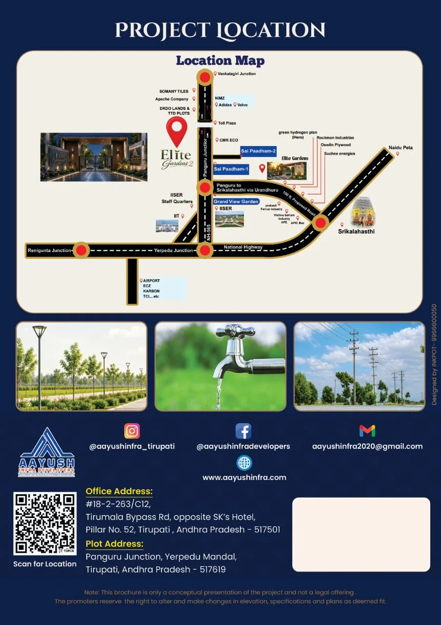 Location Map & Infrastructure near IISER, DRDO & TTD Plots